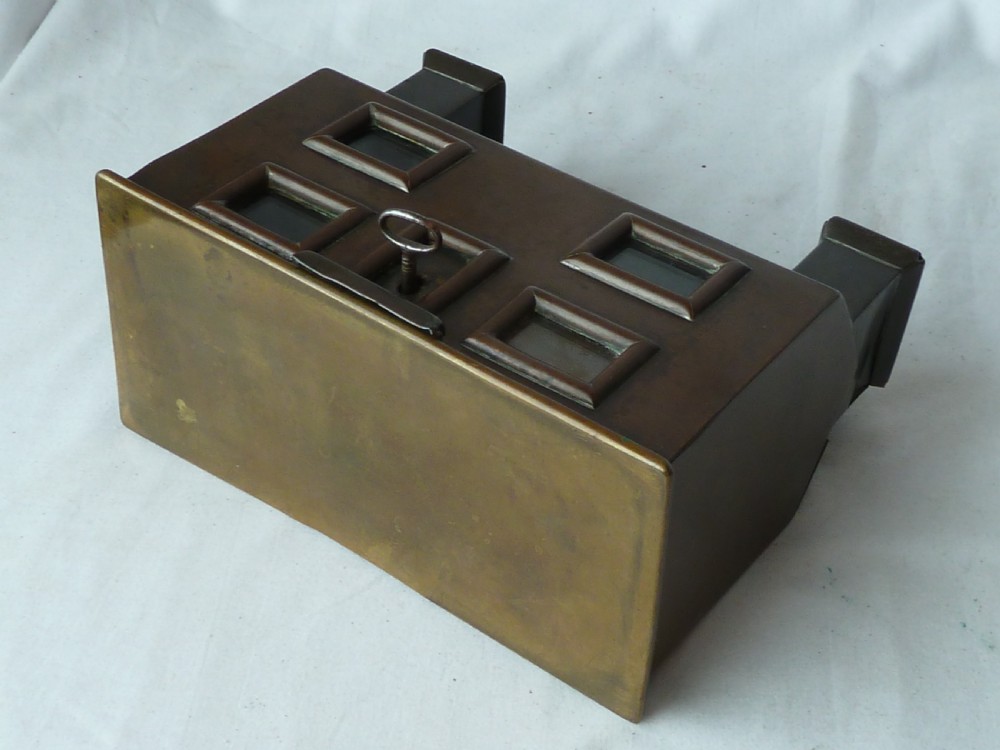 Patinated Brass Cottage Money Box Coin Bank Miniature Building House English Naive Folk Art View V