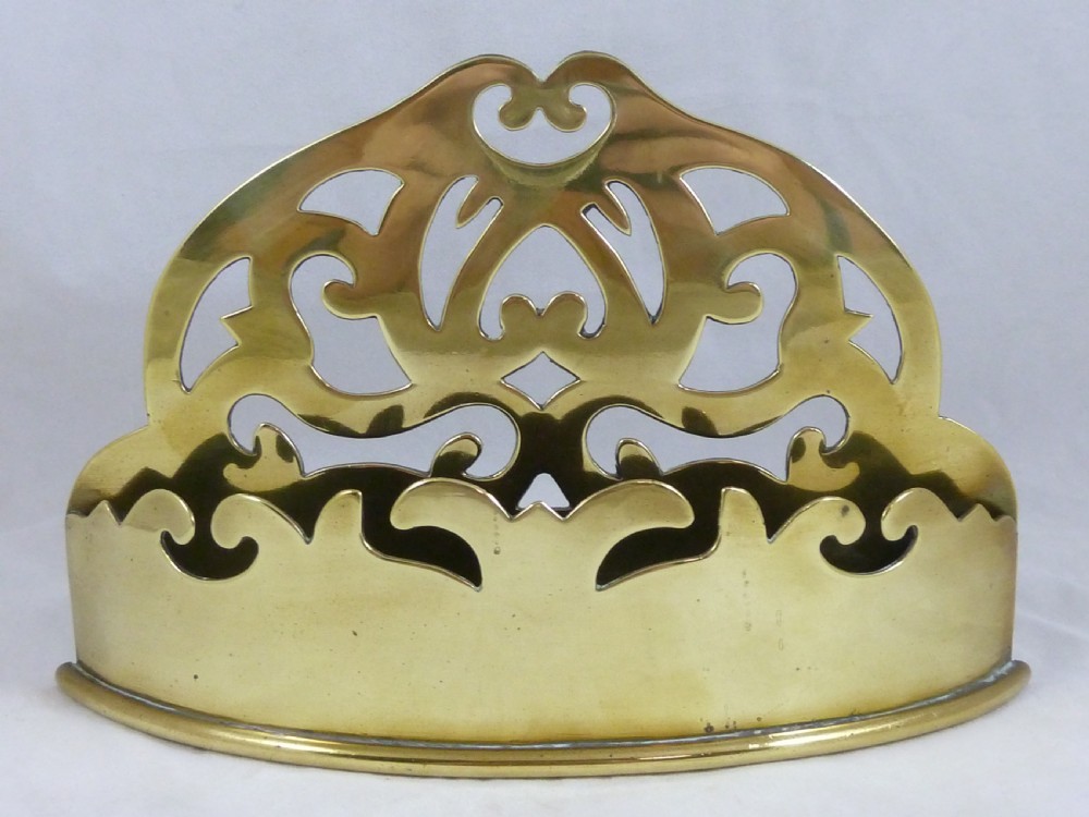 Victorian Cast Sheet Brass Wall Pocket Spill Holder English