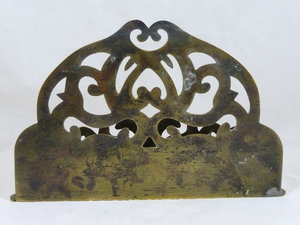Victorian Cast Sheet Brass Wall Pocket Spill Holder English View II