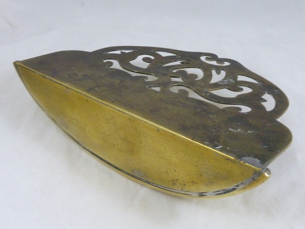 Victorian Cast Sheet Brass Wall Pocket Spill Holder English View IV