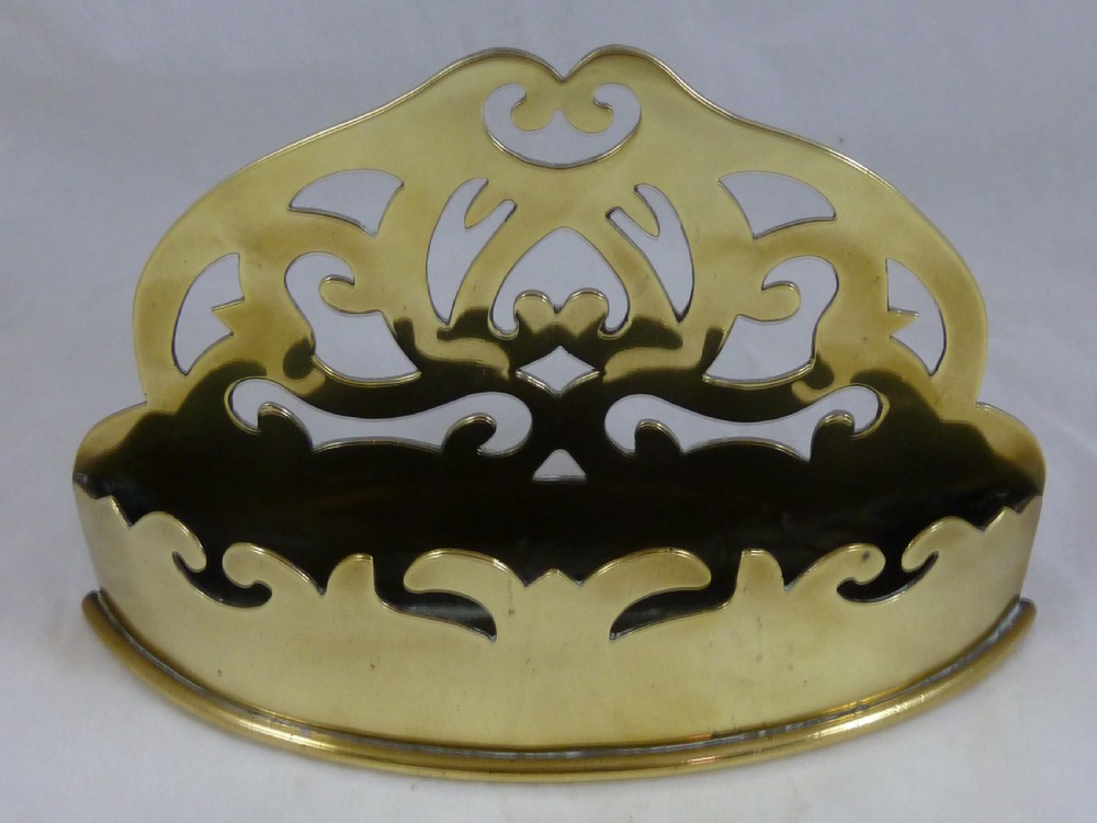 Victorian Cast Sheet Brass Wall Pocket Spill Holder English View V