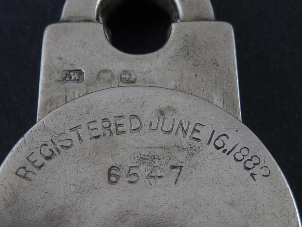 1881 Vesta Case Solid Silver Novelty Padlock Match Hallmarked Birmingham Sterling Box Cotterell Victorian View III