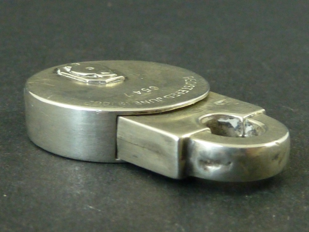 1881 Vesta Case Solid Silver Novelty Padlock Match Hallmarked Birmingham Sterling Box Cotterell Victorian View IX
