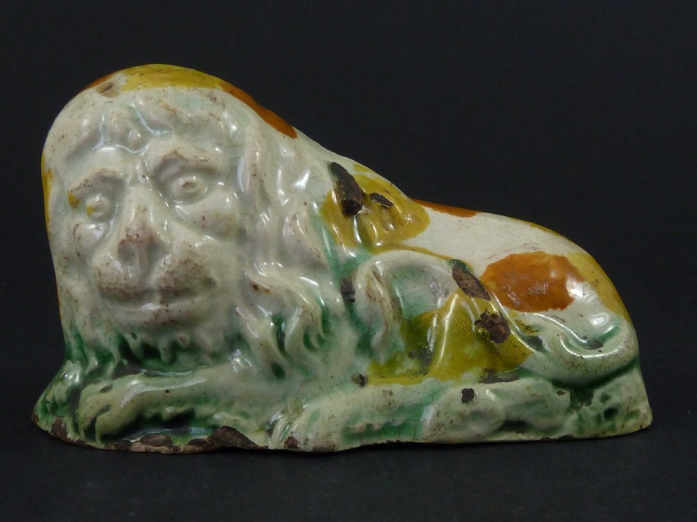 Prattware Lion Early English Staffordshire  Pottery Miniature Toy View II