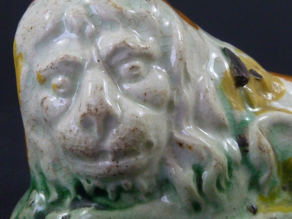 Prattware Lion Early English Staffordshire  Pottery Miniature Toy View IV
