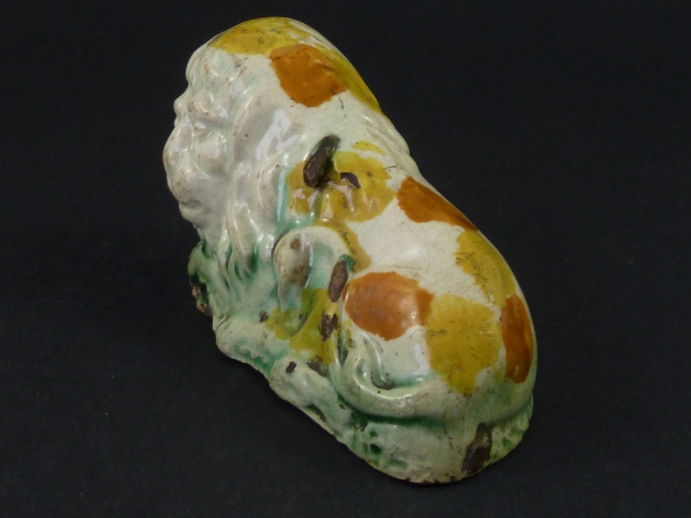 Prattware Lion Early English Staffordshire  Pottery Miniature Toy View V