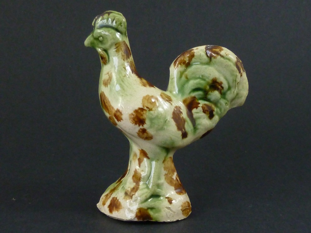 Whieldon Cockerel Early English Staffordshire  Pottery Miniature Toy Chicken