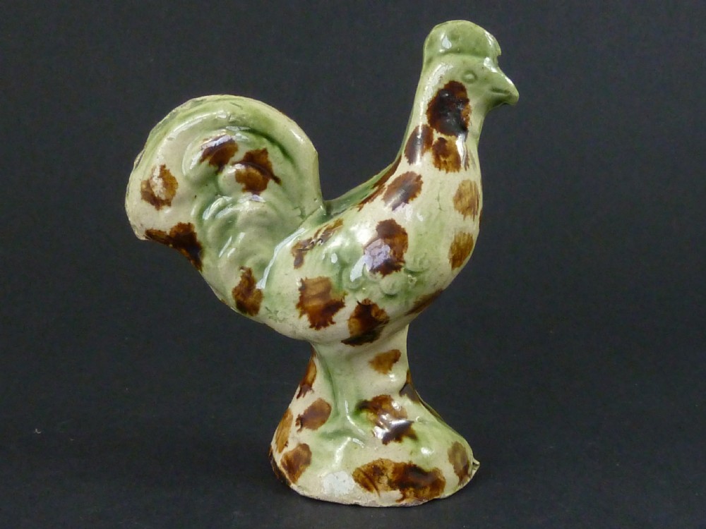 Whieldon Cockerel Early English Staffordshire  Pottery Miniature Toy Chicken View II