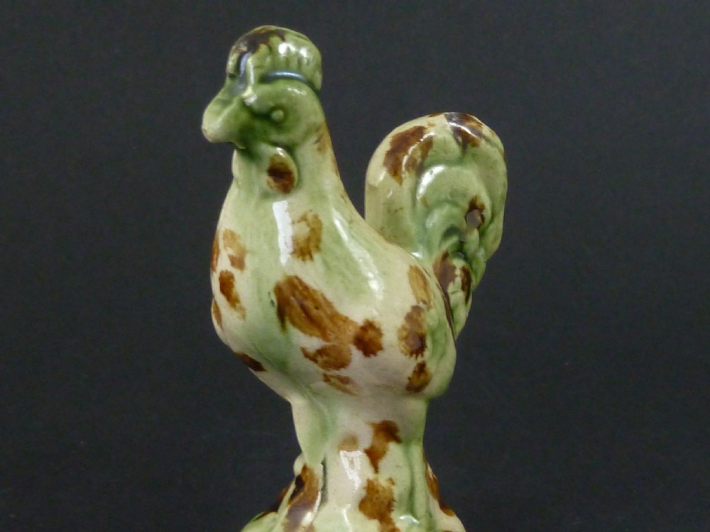Whieldon Cockerel Early English Staffordshire  Pottery Miniature Toy Chicken View III