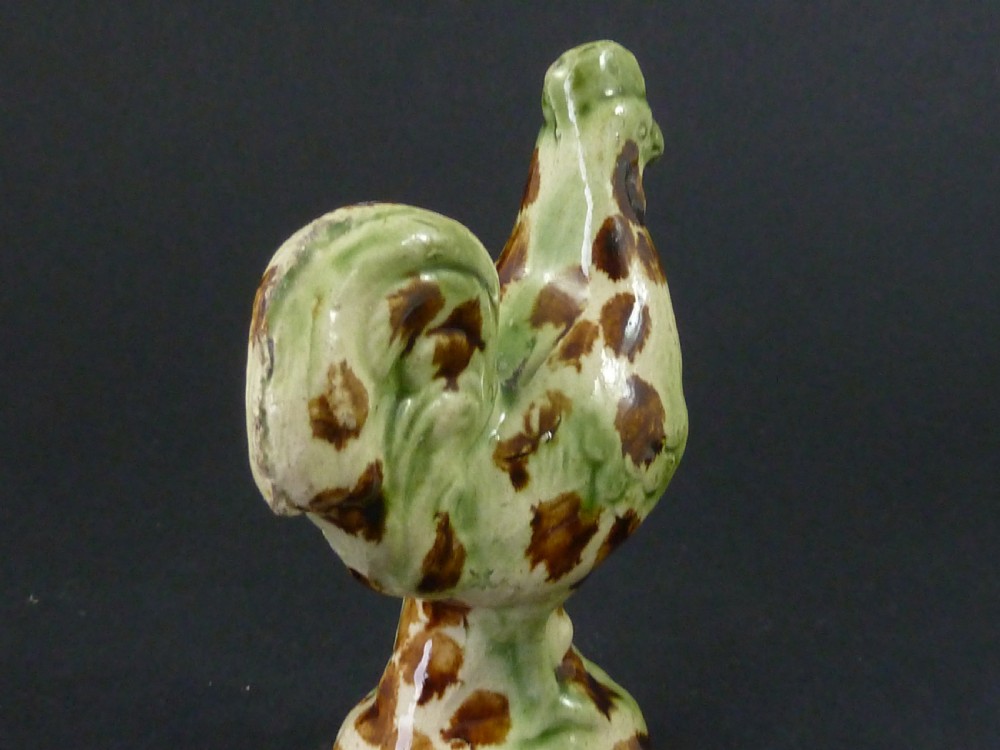 Whieldon Cockerel Early English Staffordshire  Pottery Miniature Toy Chicken View IV