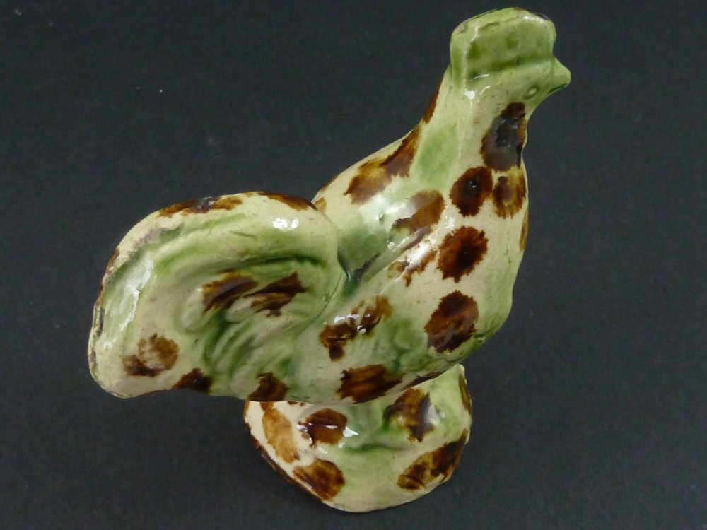 Whieldon Cockerel Early English Staffordshire  Pottery Miniature Toy Chicken View VI