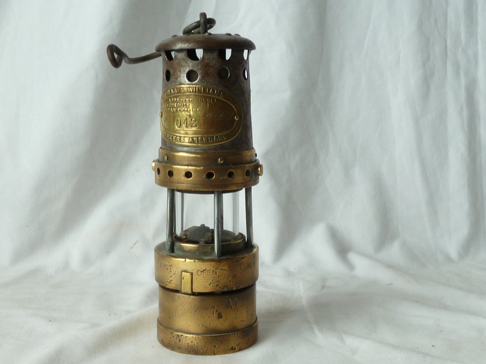 E Thomas and Williams Midget Miners Gas Testing Lamp Brass ET&W