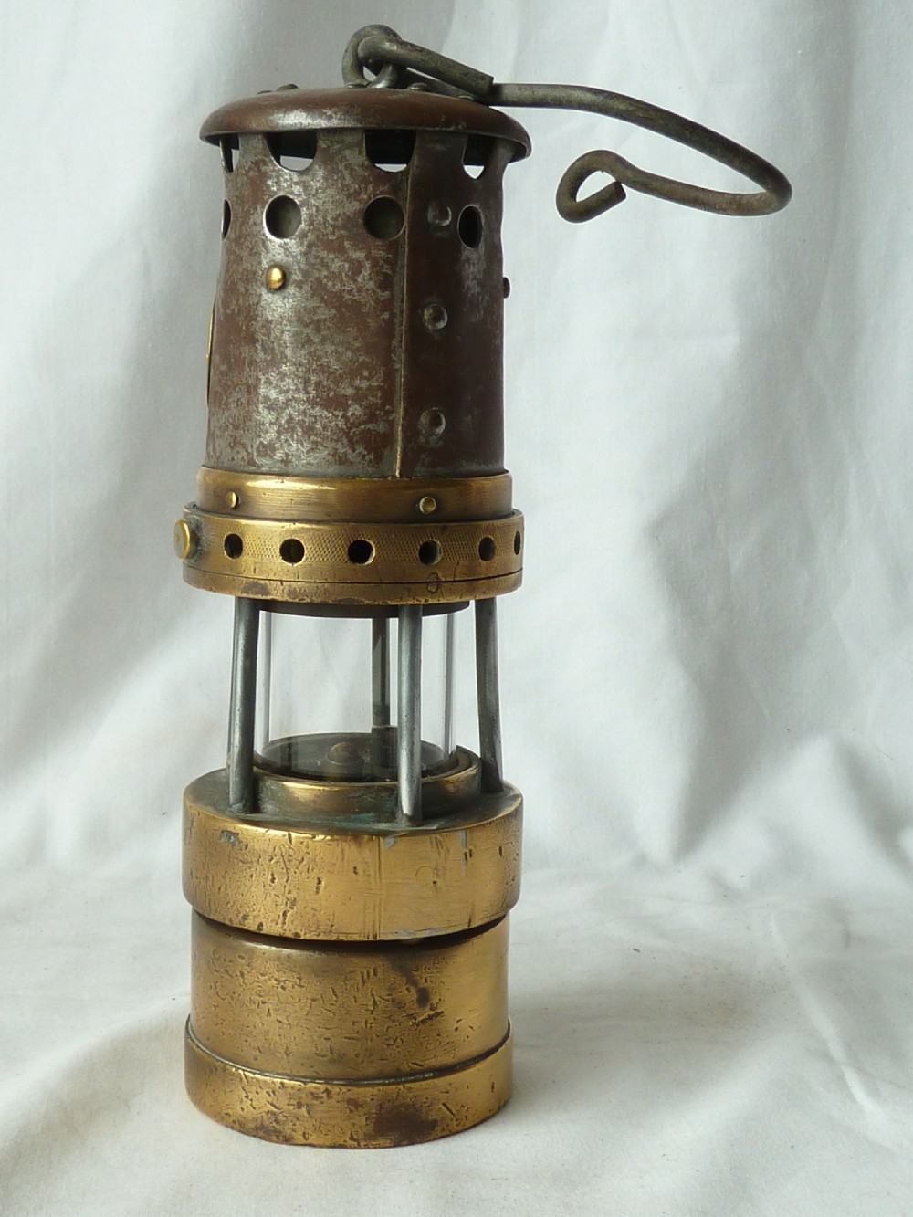 E Thomas and Williams Midget Miners Gas Testing Lamp Brass ET&W View III