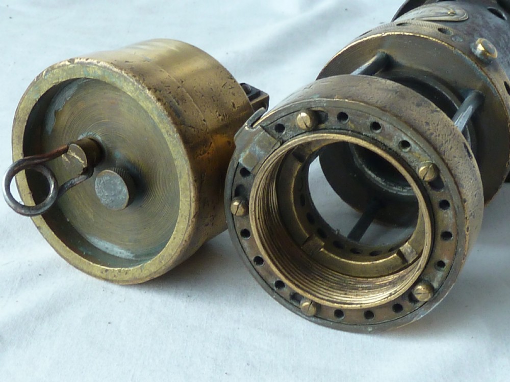 E Thomas and Williams Midget Miners Gas Testing Lamp Brass ET&W View VI