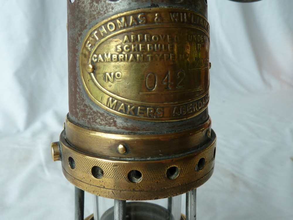 E Thomas and Williams Midget Miners Gas Testing Lamp Brass ET&W View X