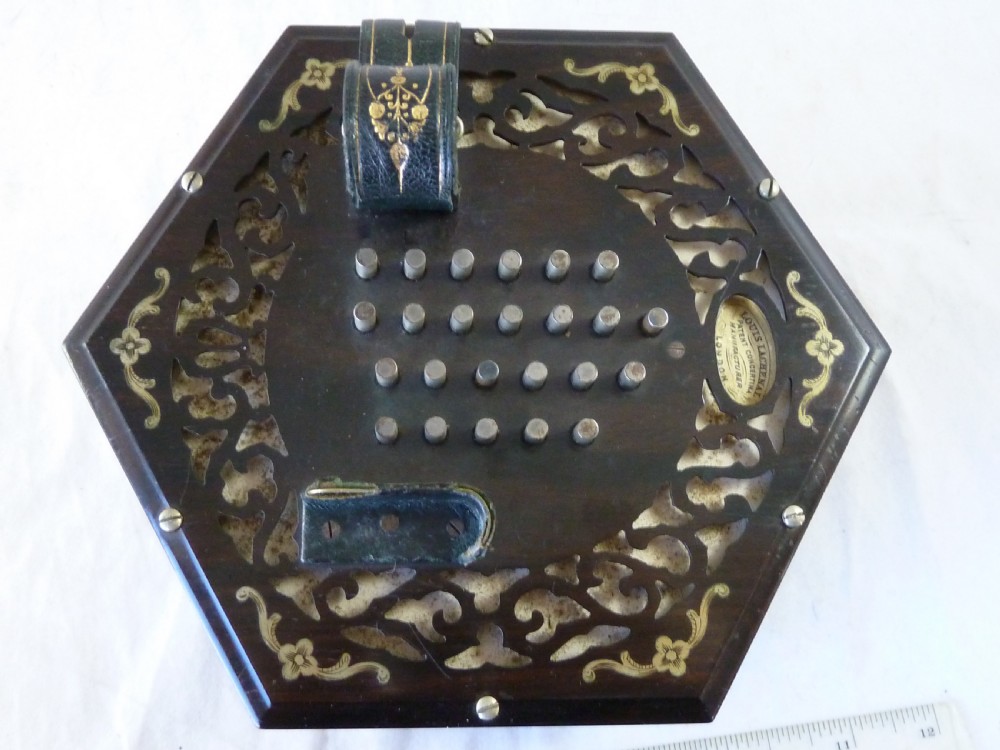 Lachenal English Concertina 48 Metal Button 4 Row Fretted Rosewood Ends Boxed  View VI