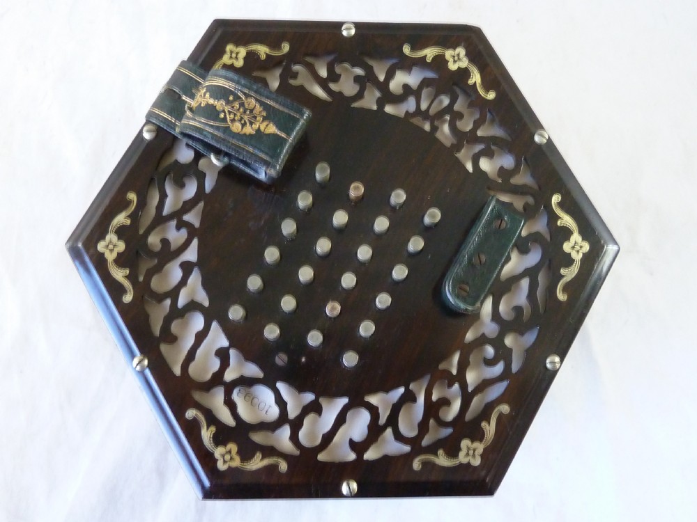Lachenal English Concertina 48 Metal Button 4 Row Fretted Rosewood Ends Boxed  View VIII