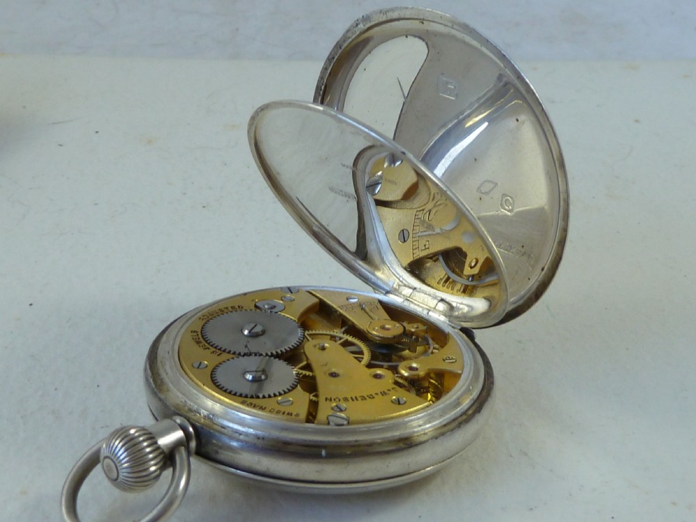 J W Benson Solid Silver Swiss Half Hunter Pocket Watch London 1938 Case View VII