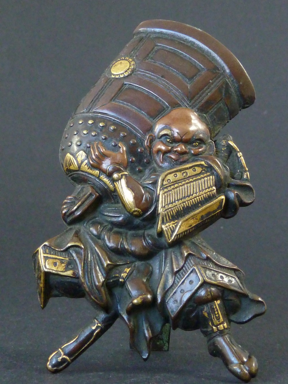 Large Japanese Mixed Metal Menu Holder Meiji Period Gold Copper Bronze Frame View III