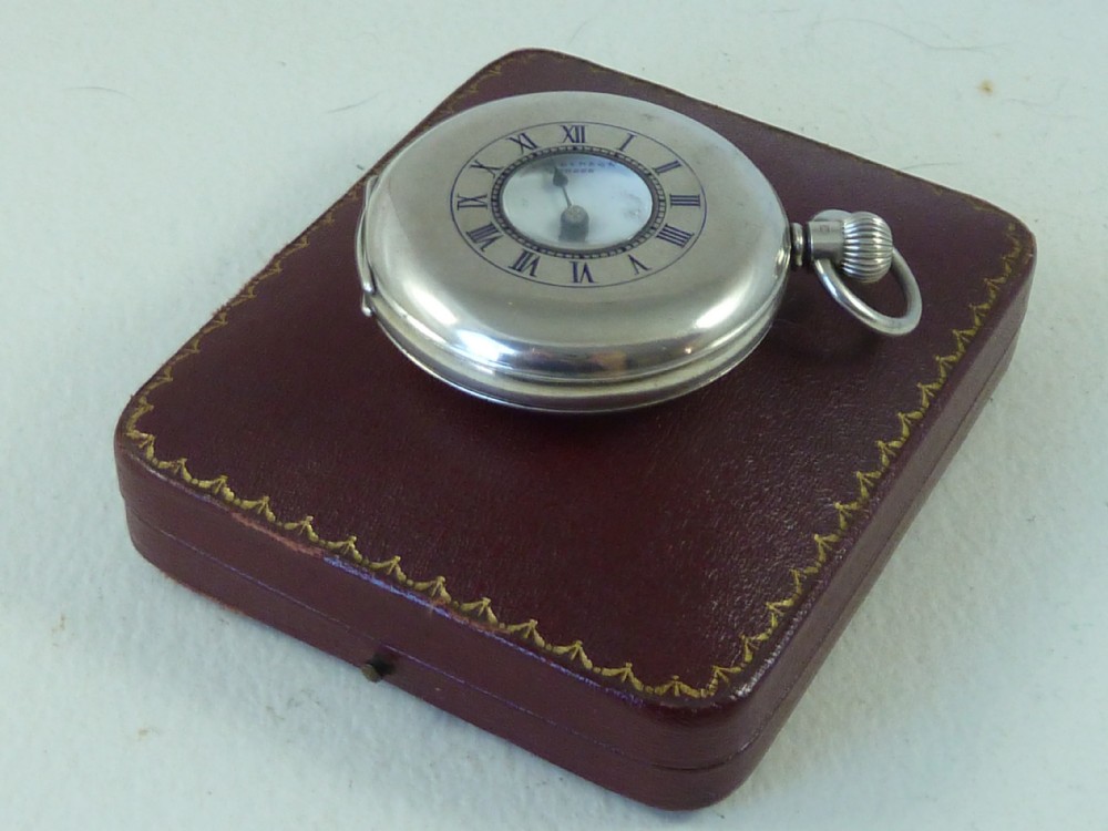 J W Benson Solid Silver Swiss Half Hunter Pocket Watch London 1938 Case