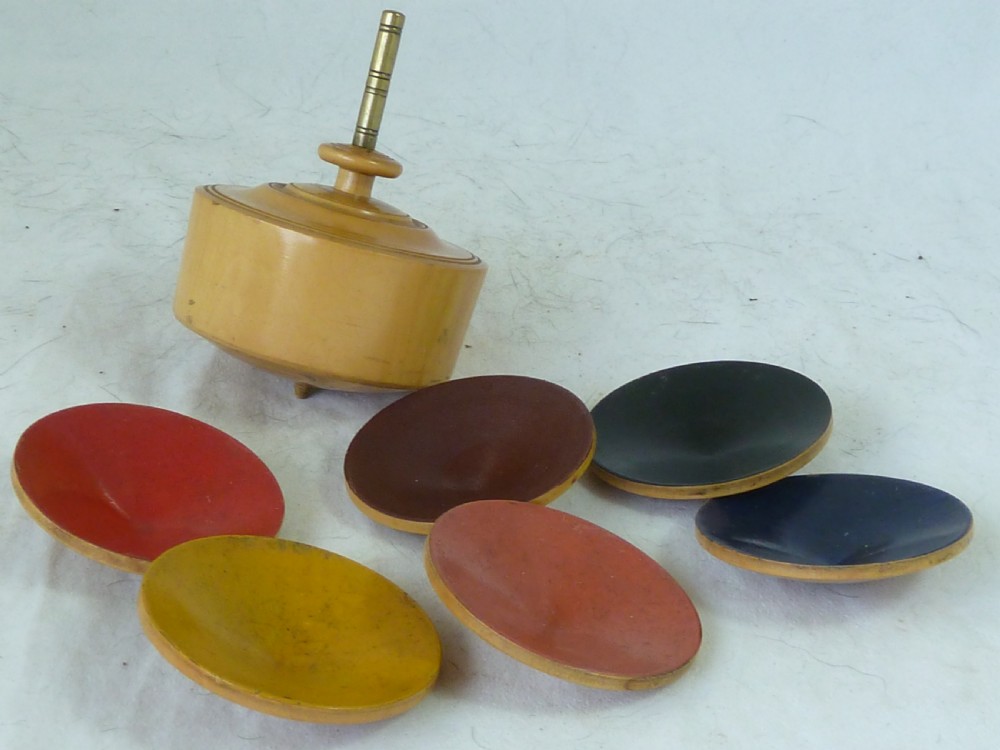 Jaques Parachute Spinning Top Turned Wood Treen Boxed