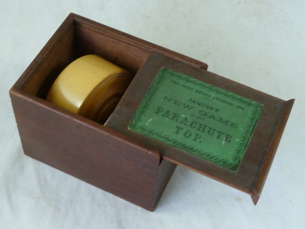 Jaques Parachute Spinning Top Turned Wood Treen Boxed View II