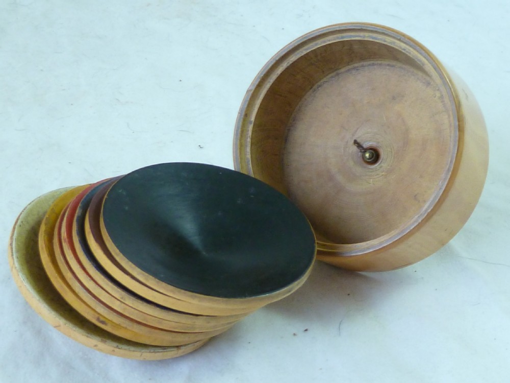 Jaques Parachute Spinning Top Turned Wood Treen Boxed View III