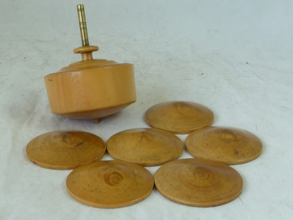 Jaques Parachute Spinning Top Turned Wood Treen Boxed View V