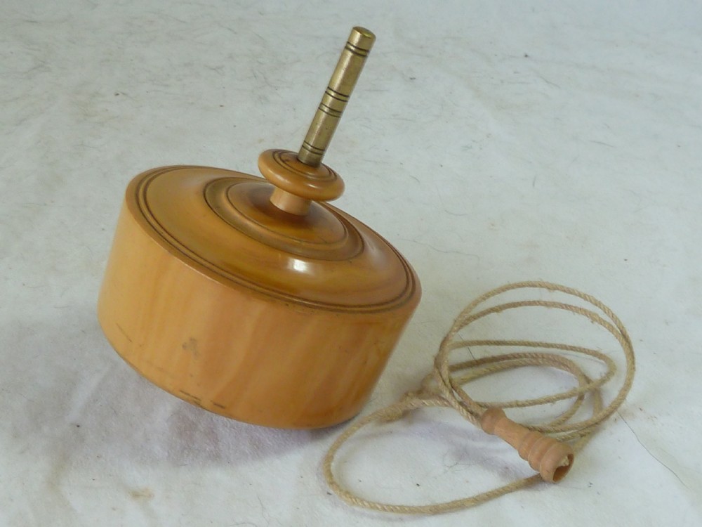 Jaques Parachute Spinning Top Turned Wood Treen Boxed View VI