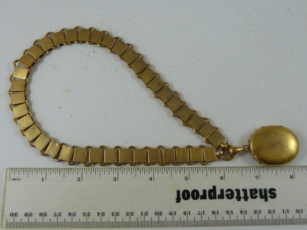 Victorian Gilt Metal Locket Collar Book Chain Photo Locket Necklace Gold Plated View V