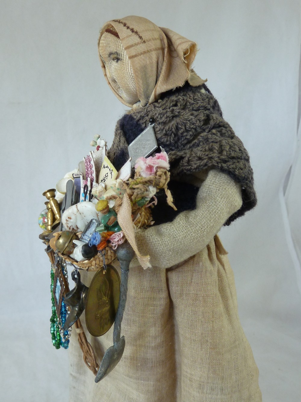 Pedlar Doll Glass Dome London Street Vendor Peddler Victorian View VI