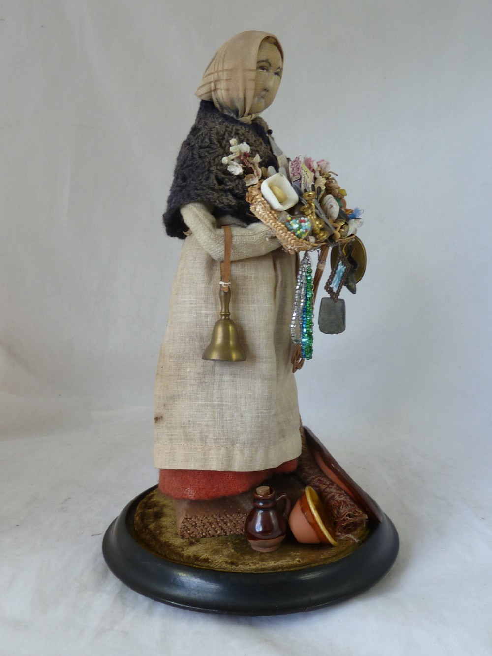 Pedlar Doll Glass Dome London Street Vendor Peddler Victorian View VII