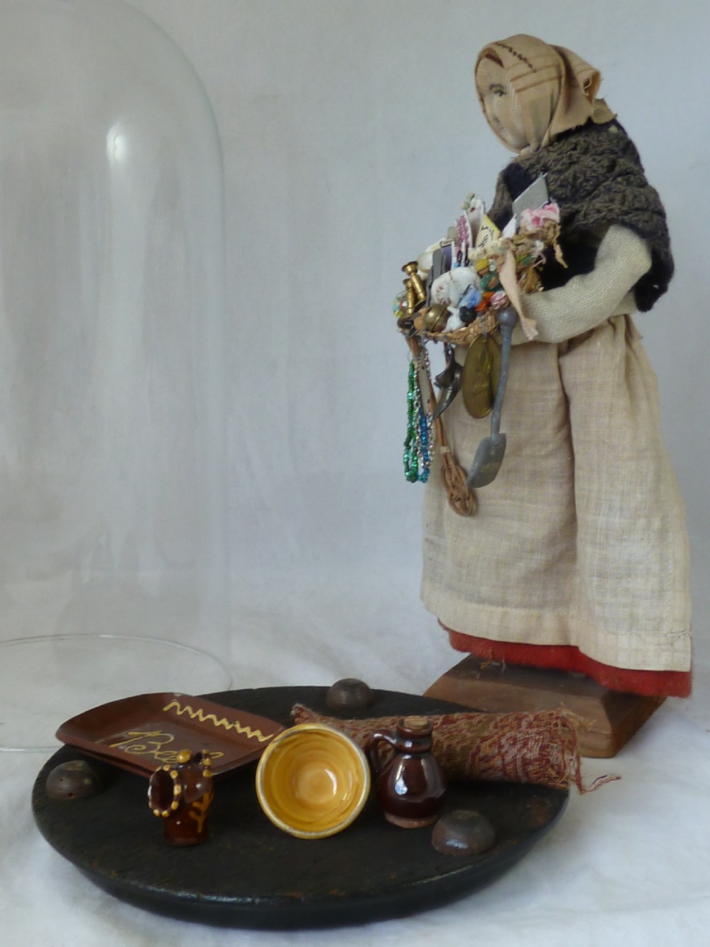 Pedlar Doll Glass Dome London Street Vendor Peddler Victorian View VIII