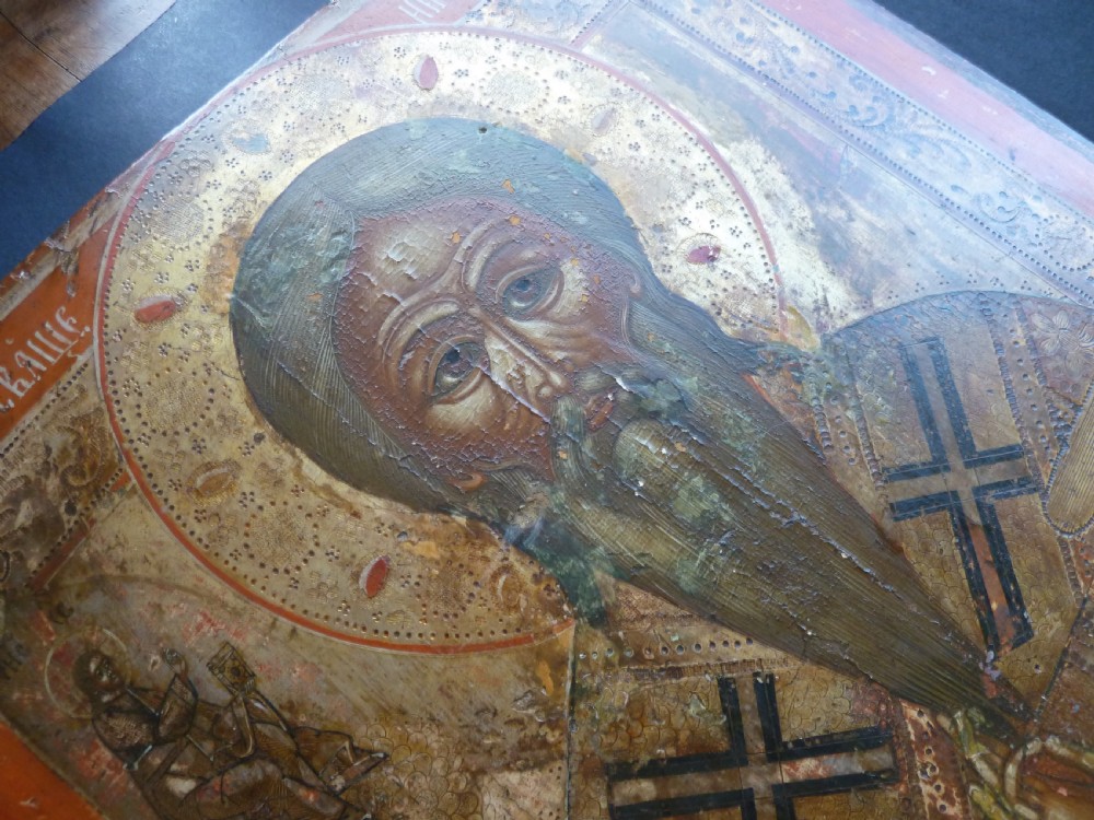 Orthodox Icon Hand Painted Wood Panel Greek Russian View V