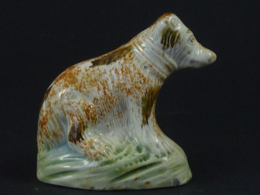 English Creamware Pottery Bear Whieldon Type Early Staffordshire Miniature Toy Figure View II