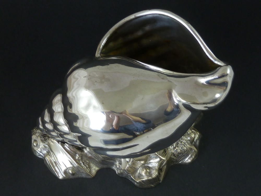 Victorian Spoon Warmer Silver Plate Whelk Shell Novelty Atkin Brothers Sheffield EPNS View IX