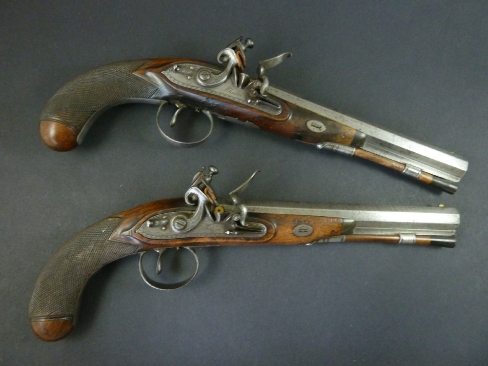 Pair Officers Pistols Wheeler London Flintlock Duelling Guns