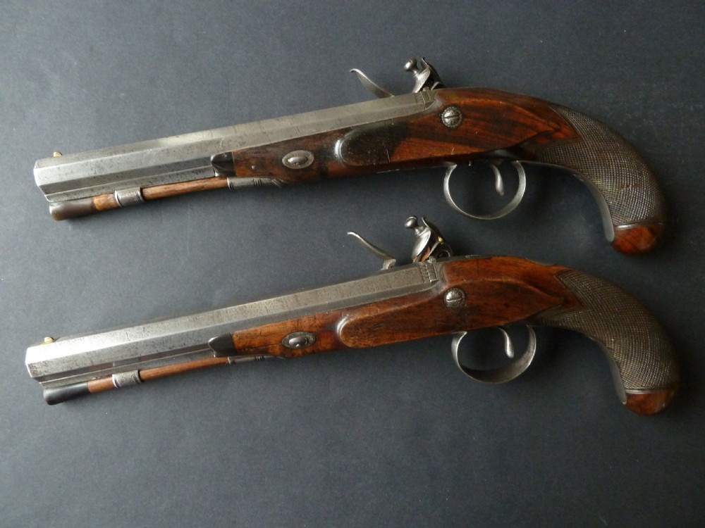 Pair Officers Pistols Wheeler London Flintlock Duelling Guns View II