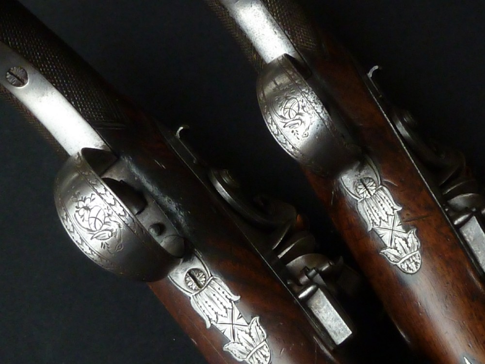 Pair Officers Pistols Wheeler London Flintlock Duelling Guns View VIII