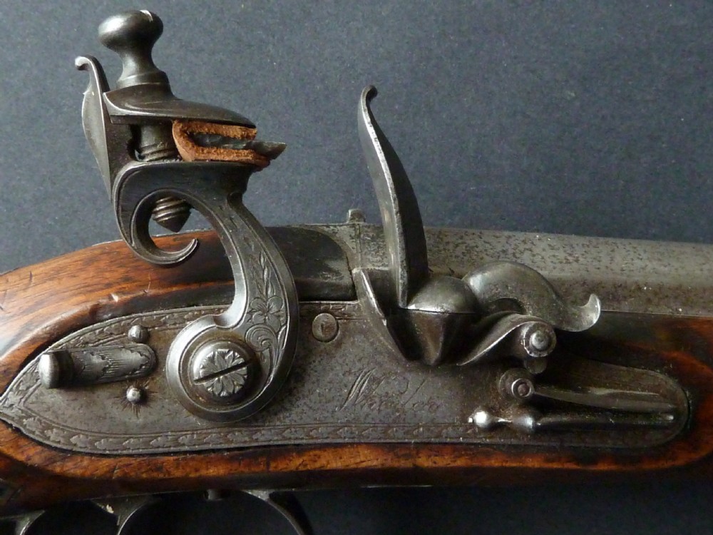 Pair Officers Pistols Wheeler London Flintlock Duelling Guns View XI