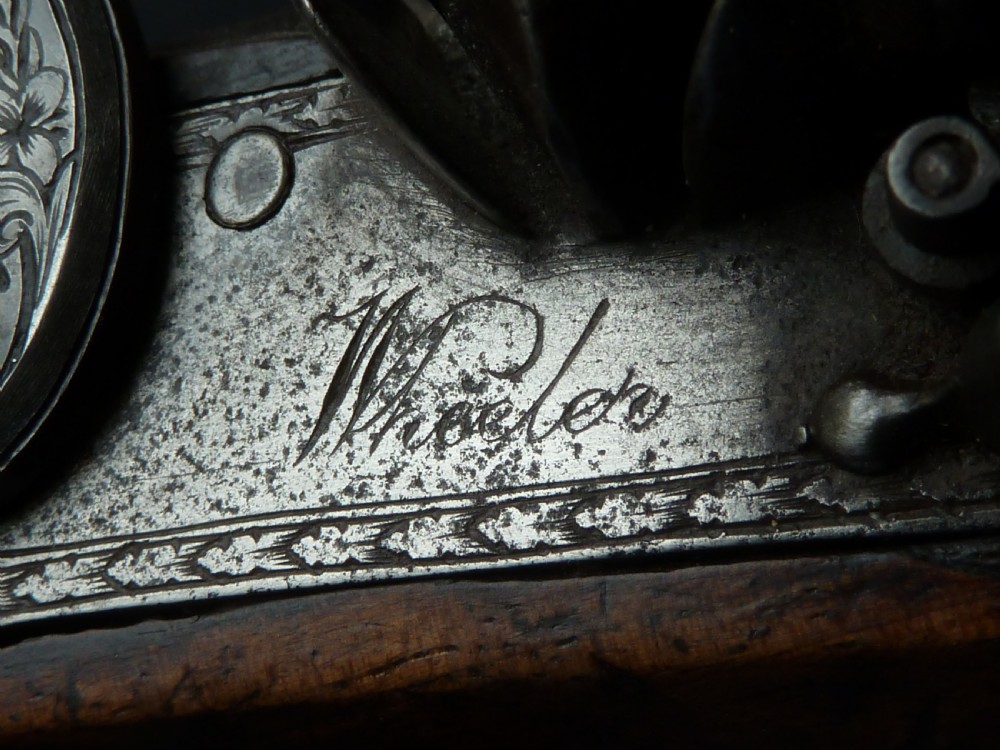 Pair Officers Pistols Wheeler London Flintlock Duelling Guns View XII