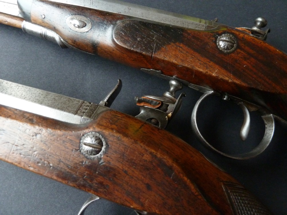 Pair Officers Pistols Wheeler London Flintlock Duelling Guns View XV