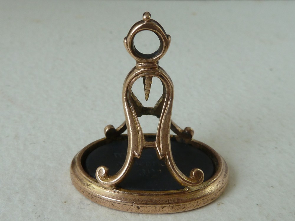 Wedgwood and Bentley Black Basalt Seal Bull 303 Intaglio Fob Wax Pottery View III