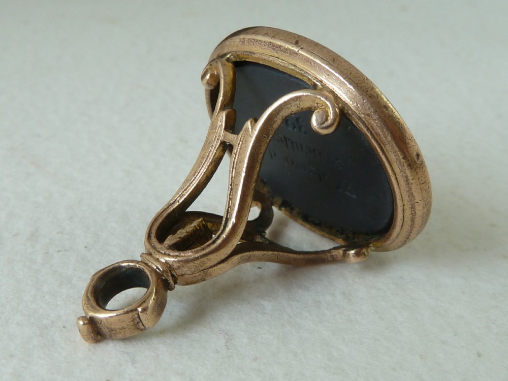 Wedgwood and Bentley Black Basalt Seal Bull 303 Intaglio Fob Wax Pottery View V