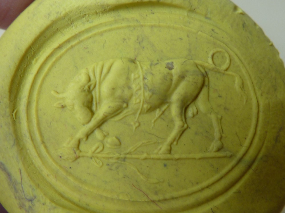 Wedgwood and Bentley Black Basalt Seal Bull 303 Intaglio Fob Wax Pottery View VII