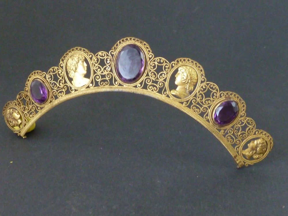 Berlin Ironwork Gilt Tiara Amethyst Paste Cut Steel Fascinator Cresting Comb View IV