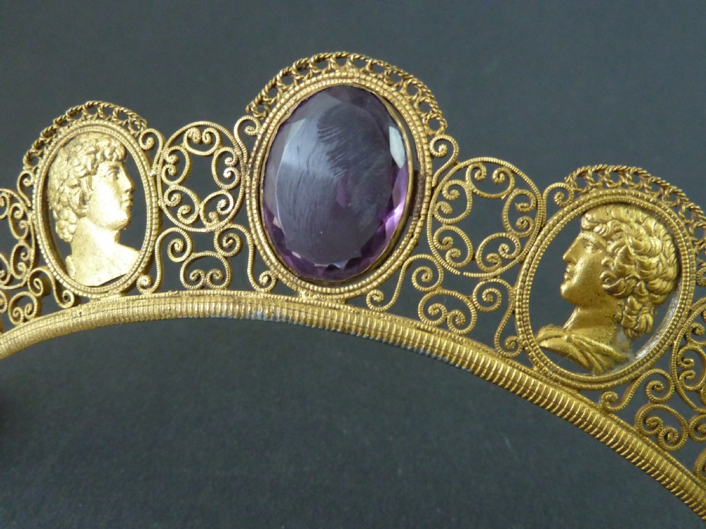 Berlin Ironwork Gilt Tiara Amethyst Paste Cut Steel Fascinator Cresting Comb View V