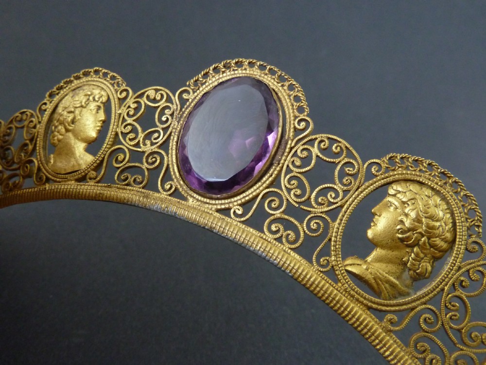 Berlin Ironwork Gilt Tiara Amethyst Paste Cut Steel Fascinator Cresting Comb View VI