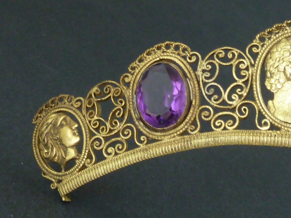 Berlin Ironwork Gilt Tiara Amethyst Paste Cut Steel Fascinator Cresting Comb View VII