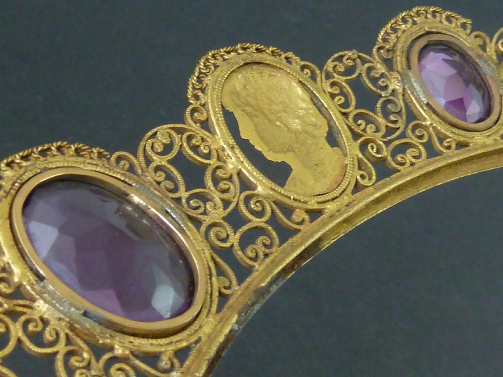 Berlin Ironwork Gilt Tiara Amethyst Paste Cut Steel Fascinator Cresting Comb View VIII